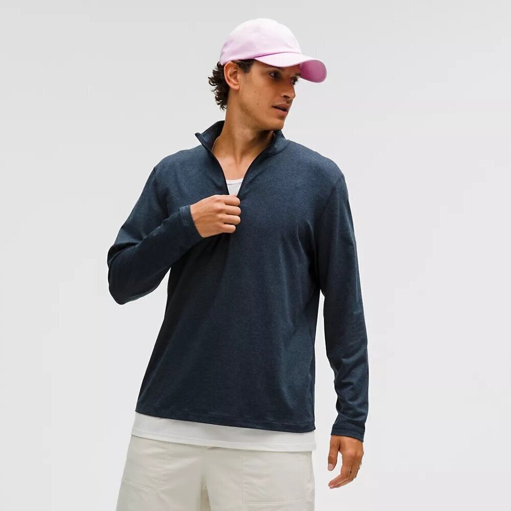 Lululemon Men's Soft Jersey Half Zip - XL Heathered True Navy